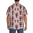 thumbnail image 5 of Cauagu Red Lobster With Claws Men's Short Sleeve Button Down Hawaiian Shirt for Men Bowling Shirts Casual Summer Beach Shirt,X-Large, 5 of 6