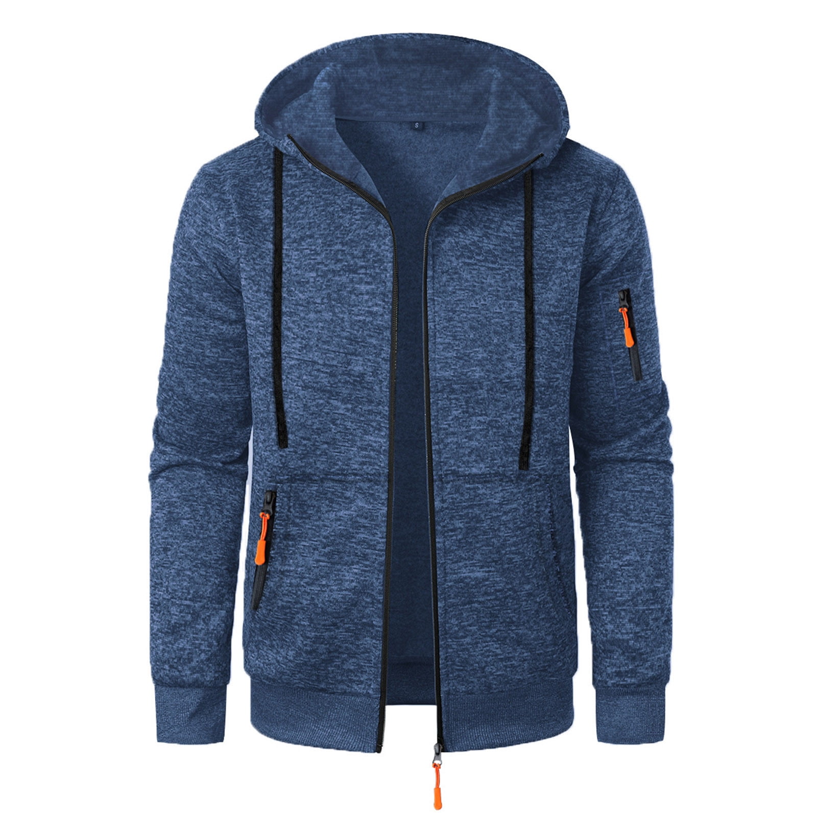 CFLVAEK Zip Up Hoodies for Men Big and Tall Long Sleeve Hooded Sweatshirts with Zipper Pockets Solid Color Drawstring Hoodie Navy XXL
