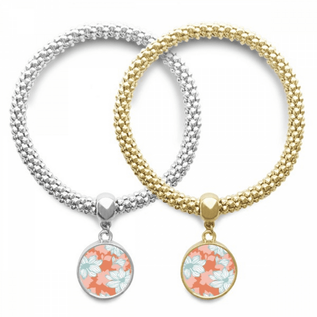 Green Orange Flower Paint Lover Bracelet Bangle Pendant Jewelry Couple Chain