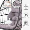 thumbnail image 6 of Outdoor Swinging Egg Chair, Patio Wicker Hanging Chairs with Stand, UV Resistant Hammock Chair with Comfortable Gray Cushion, Durable Indoor Swing Egg Chair for Garden, Backyard, 350lbs, L3958, 6 of 9