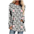 thumbnail image 2 of Qertyioot T-Shirt Graphique pour Femmes de la Saint-Valentin à Manches Longues, Haut Tunique Décontracté à Col Rond, 2 of 5