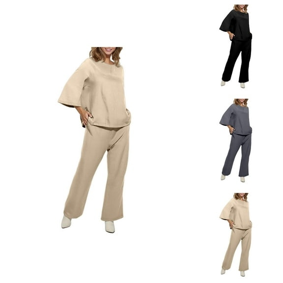 Vintage Women's Linen Two Piece Set With Loose Fit Elastic Waist Pants Women Pants Summer