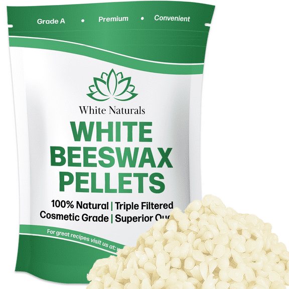 White Beeswax Pellets 1 lb, Organic, Pure, Natural, Cosmetic Grade, Bees Wax Pastilles, Triple Filtered, Great for DIY Lip Balms, Lotions, Candles 16 oz by White Naturals
