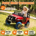 thumbnail image 3 of Sunnyfree 24 Volt Ride on Toys, 4WD 800W Power Car Wheel with Remote, 24V Ride ons with 2 Seater, Electric Car for Kids with Bluetooth, LED Lights, Seat Belt & Lockable Doors, 3-8, Red, 3 of 13