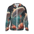 thumbnail image 2 of Lsque Flower White Dolphin UPF 50+ Lightweight Sun Protection Men's Women's Long Sleeve Shirt, Hoodie Performance -Medium, 2 of 9
