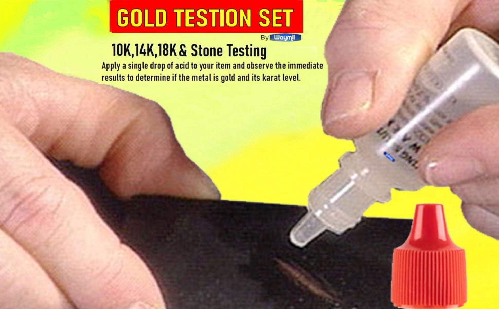 Gold Jewelry Testing Kit 10K 14K 18K with Scratch Stone and Wooden Storage Box
