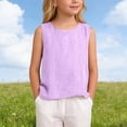 thumbnail image 2 of Aihuaihua Dressy Tank Tops for Girl Linen Gauze Shirts Sleeveless Crewneck Summer Beach Tunic Top Loose Fit Lightweight Casual Blouses Purple 9-10 Years, 2 of 7