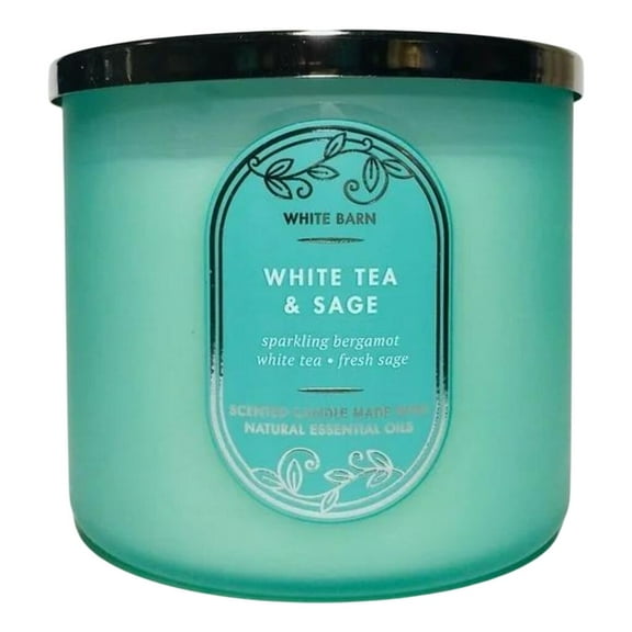 Bath and Body Works White Tea & Sage (White Barn) 3-Wick Candle (14.5 oz / 411 g)