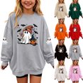 thumbnail image 2 of Qingpeng Long Sleeve Crewneck Sweatshirt for Kids Boys Girls Halloween Ghost and Pumpkin Graphic Top Fall Wear, 2 of 8