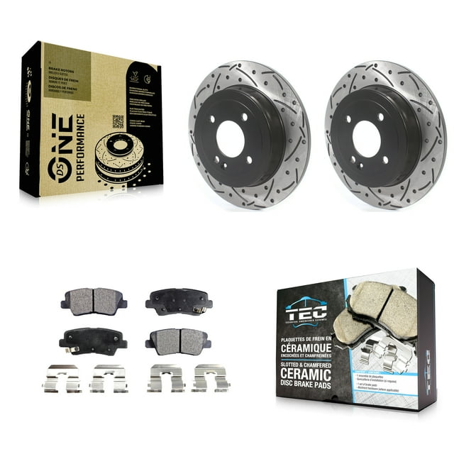 Transit Auto Rear Coated Drilled Slotted Disc Brake Rotors and Ceramic Pads Kit for Car Hyundai Accent Kia Rio KDT-100705