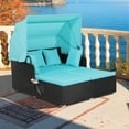thumbnail image 3 of Gymax Causeuse de Patio en Rotin PE Tressé à la Main, Ensemble de Canapé-Lit d'Extérieur, Turquoise, 3 of 10