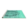 thumbnail image 2 of Ahgly Company Machine Washable Indoor Rectangle Oriental Turquoise Blue Industrial Area Rugs, 7' x 10', 2 of 4