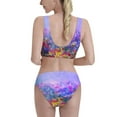 thumbnail image 3 of Picia Colorful Purple Cosmos Flower Women's High Waisted Bikini Scoop Neck Swimsuit Two Pieces Bathing Suit-Medium, 3 of 8