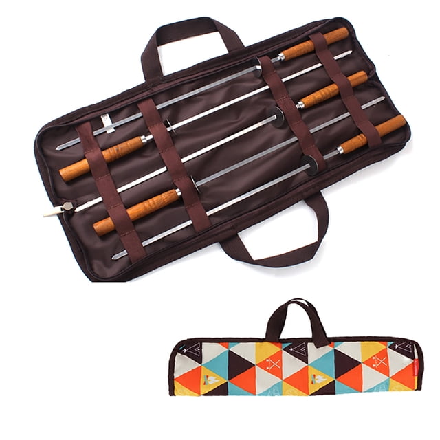 Aguja De Barbacoa De Acero Inoxidable Para Exteriores, Suministros De Picnic, Mango De Madera Con Traje De Pincho De Cerdo Asado En Rodajas Sweethay HA019037-00