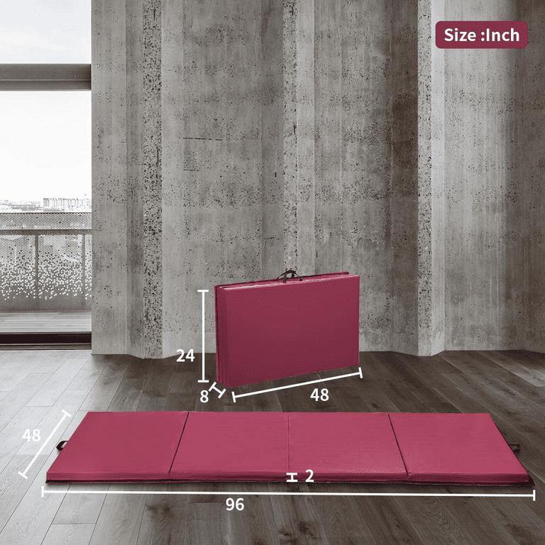 CL.HPAHKL Gymnastics Mat 92 45 2 Inch Gym Mat Tumbling Mat 4 Foldding Mat 2 Thick Exercise Mats with PU Leather Exercise Mat for Tumbling Stretching Yoga Arts Mat Walmart
