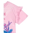 thumbnail image 3 of Marvel Spider-Man Little Girls' Short Sleeve Character Graphic Milestone T-Shirt Pink Spider-Man Birthday Web Slinger with Ruffles, 3 of 3