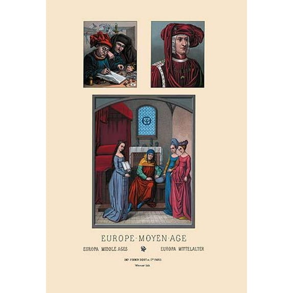 Europe - Fifteenth Century Civil Costumes-Fine Art Canvas Print (20" x 30")