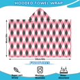 thumbnail image 2 of Pink and Black Argyle Pattern Hooded Bath Towel，60"x35" for Ages 3 To 12 Kids, Quick Dry Lightweight Soft Microfiber Hood Beach Towel Cover Up for Kids, 2 of 7