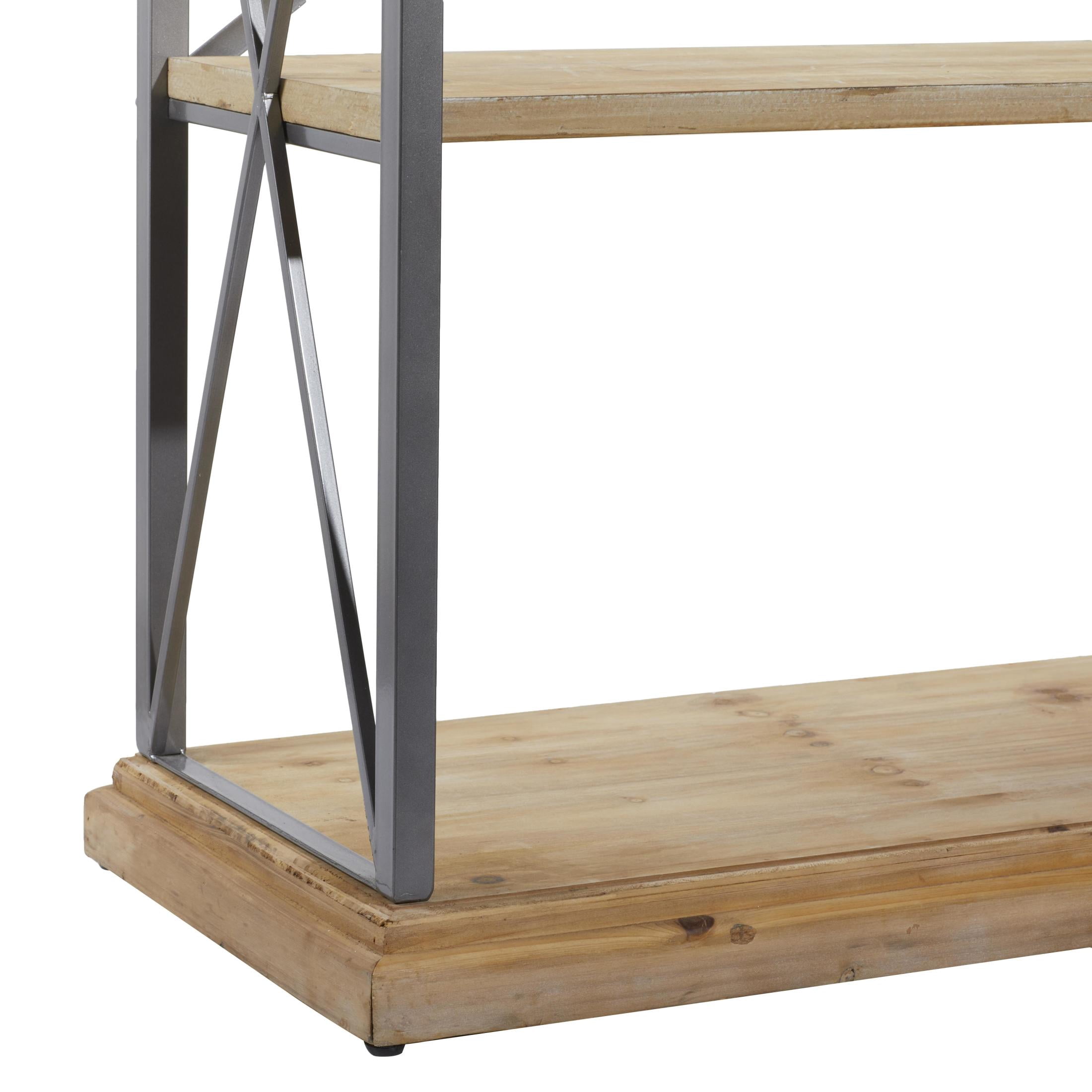 DecMode 48" x 72" Brown Wood 5-Tier Shelving Unit with Gray Metal X-Frame, 1-Piece