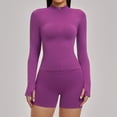 thumbnail image 1 of Top-kevin 2 Piece Seamless Ribbed Workout Sets With Zip Up Jacket High Waisted Gym Yoga Leggings, 1 of 6