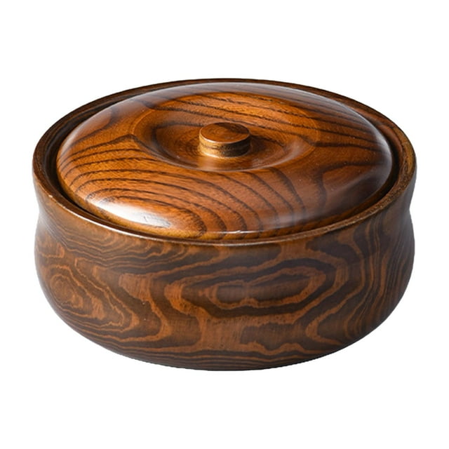 Cuenco de madera duradero, redondo, multiusos, decorativo, de madera maciza, para guardar cereales. 20cmx7.5cm