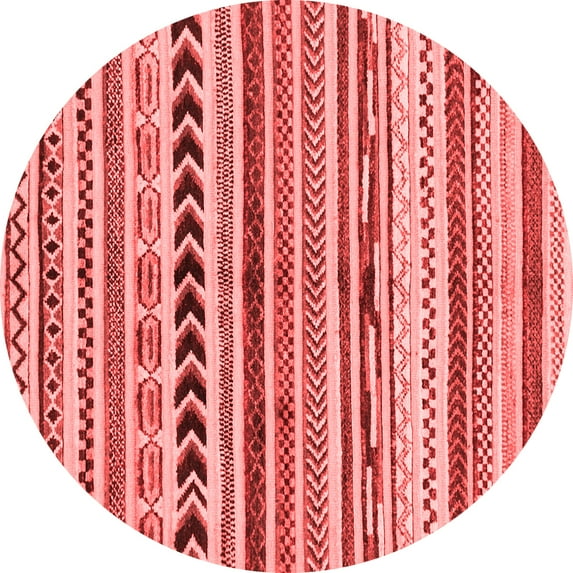 Ahgly Company Machine Washable Indoor Round Abstract Red Modern Area Rugs, 3' Round