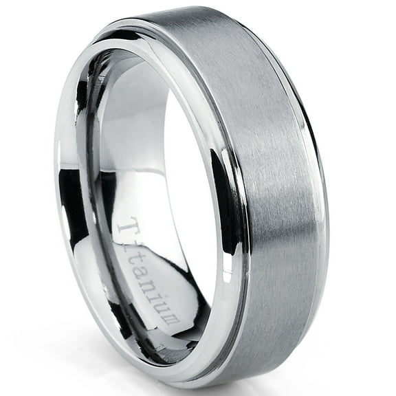 Metal Masters 8mm High-Polish Matte Finish Mens Titanium Ring Wedding Band