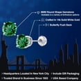 thumbnail image 2 of Gem Stone King 14K White Gold Green Simulated Emerald Stud Earrings for Women Men (3.30 Cttw, Round 8MM), 2 of 6