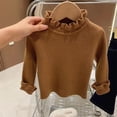 thumbnail image 6 of BLVB Newborn Baby Girls Knit Sweater Ruffle Long Sleeve Mock Neck Ribbed Knit Sweaters Toddler Solid Color Pullover Kid Tops(Coffee,3-4Years), 6 of 6