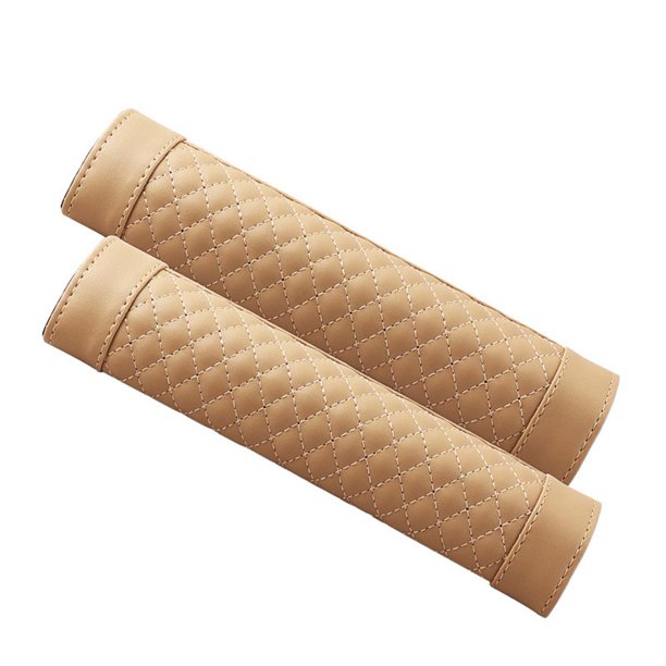 Fundas Para Cinturón De Seguridad De Coche 2 uds fundas para cinturón de seguridad de coche almohadilla de protección de hombro de cuero PU (Beige)