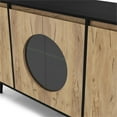 thumbnail image 3 of Furniture of America Rift 4-Door Wood Buffet Credenza in Ebony Black/Oak, 3 of 9