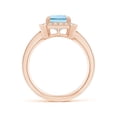 thumbnail image 2 of ANGARA Natural Emerald-Cut 2 ct Aquamarine Engagement Ring with Diamond Halo in 14K Rose Gold for Women (Size-9x7mm) | March Birthstone, Anniversary, Jewelry Gift for Women | Natural Aquamarine Ring, 2 of 9