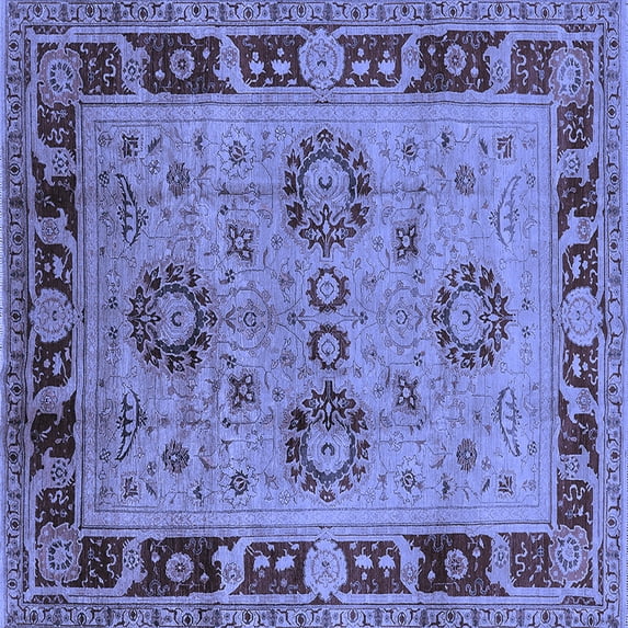Ahgly Company Indoor Square Oriental Blue Industrial Area Rugs, 4' Square