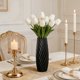 thumbnail image 4 of Jarrón de plástico negro trenzado Jarrón decorativo moderno con nervaduras • Decoración minimalista mate negra • Recipiente geométrico para centros de mesa para flores frescas o secas, 4 of 7