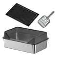 thumbnail image 1 of Caja de Arena para Gatos Yinane Acero Inoxidable Grande Negro Alto, 1 of 8