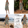 thumbnail image 5 of Xixirimido Tropical Hibiscus Hydrangea Leaf Print Matching Couple Outfits Men’s Button-down Hawaiian Shirt Women Sleeveless Midi Dress with Pocket Couples Matched Summer Outfits, Size S, 5 of 7