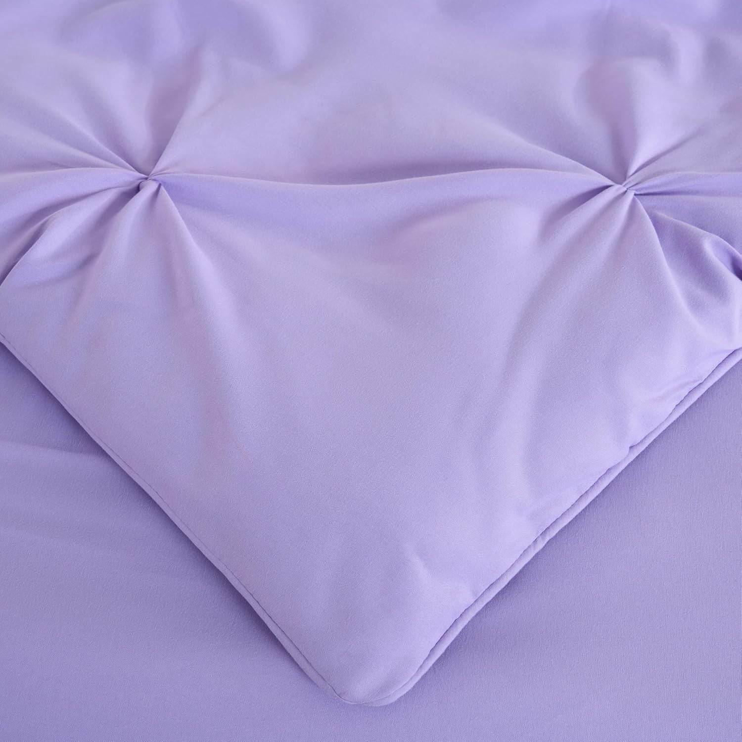 Chezmoi Collection Sydney 7-Piece Pinch Pleat Comforter Set, Lightweight Pintuck Bedding for All Season, King, Lavender