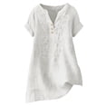 thumbnail image 6 of Linen Shirts For Women，Cotton Linen Tops Flowy Bohemian Tunics For Women Hemp Shirt Women Bohemian Tops For Women Embroidery Shirts For Women Embroidered Blouses For Women Linen Tunic 2XL, 6 of 9