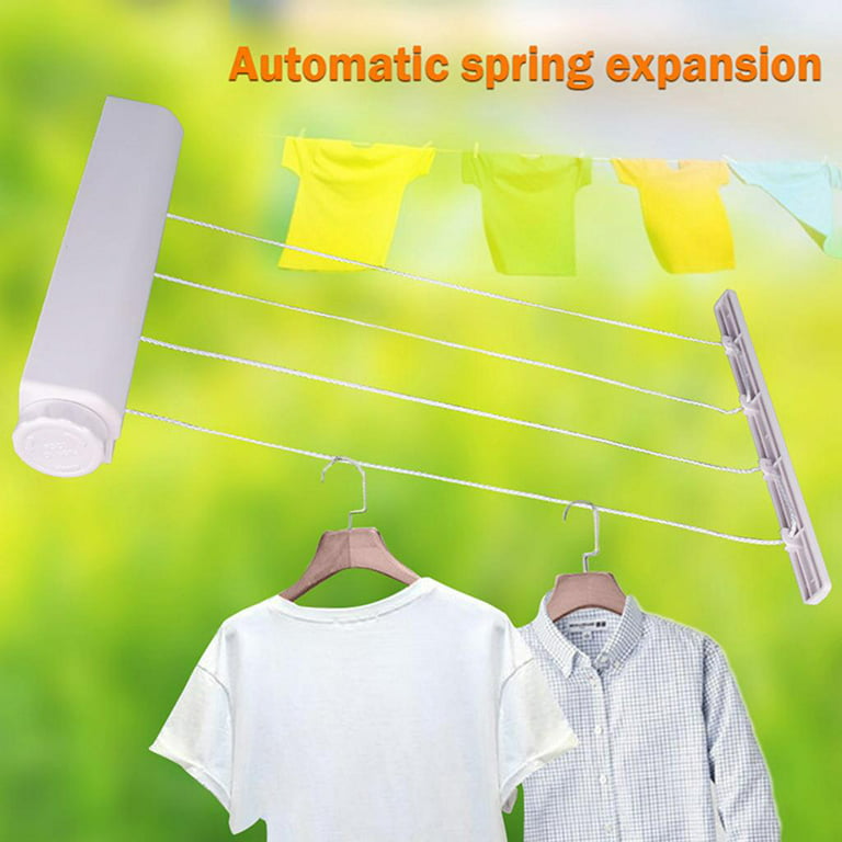 Indoor Automatic Retractable Clothes Line Laundry rack Clothing Towel  Hanger Line Rope Bathroom Clothes Dryer - 4 Rope