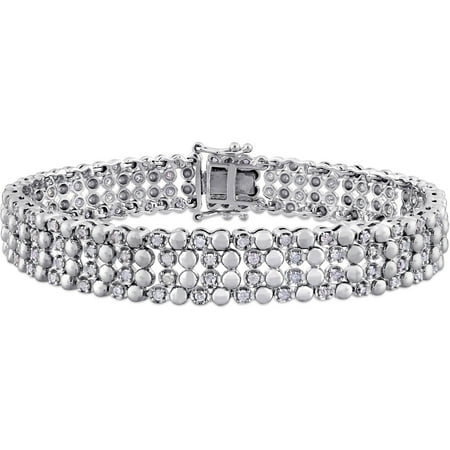 Miabella 2 Carat T.W. Diamond Sterling Silver Four-Row Tennis Bracelet, 7