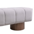 thumbnail image 4 of 64" Upholstered Dining Bench - Light Gray Velvet Ottoman with Wood Legs, 300 lbs Weight Capacity, Entryway, Bedroom, or Living Room Bench, No Assembly Required, 4 of 9