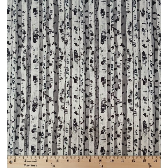 Cotton Painted Birch Trees Forest Woods Woodlands Timber Timeless Treasures Cotton Fabric Print by the Yard (NATURE-CD3727)