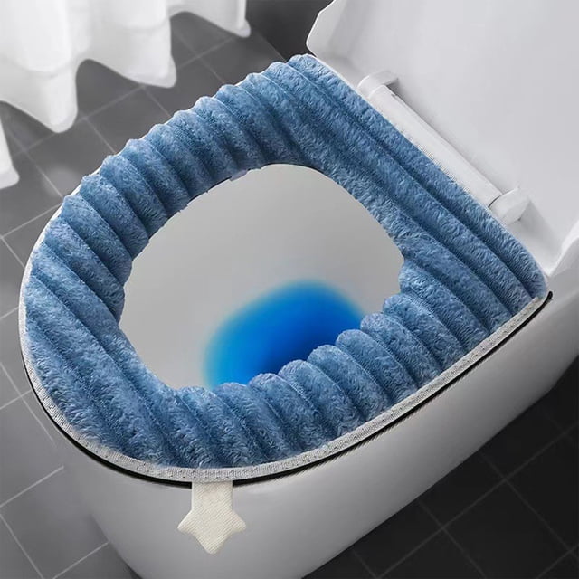 BAOPAI Toilet Seat Cover with Handle Soft Comfortable Easy to Clean Durable Polyester Zipper and Hook Loop Closure Embroidery Design for Household Use