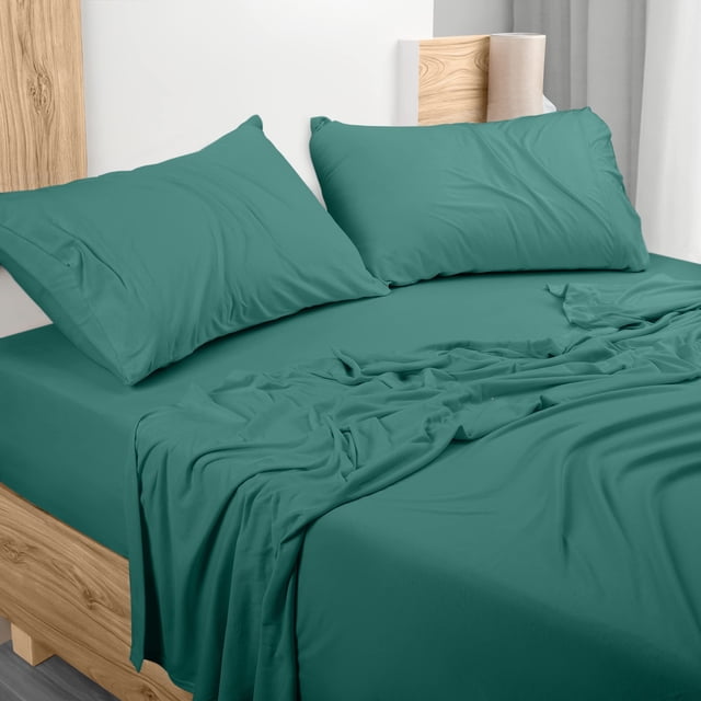 Juego de sábanas Utopia Bedding King Size Jersey de algodón verde