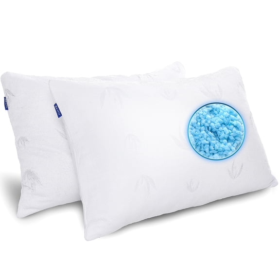 Comficlouds Cooling Bed Pillows for Sleeping Set of 2 Queen Bamboo Cooling Bed Pillow
