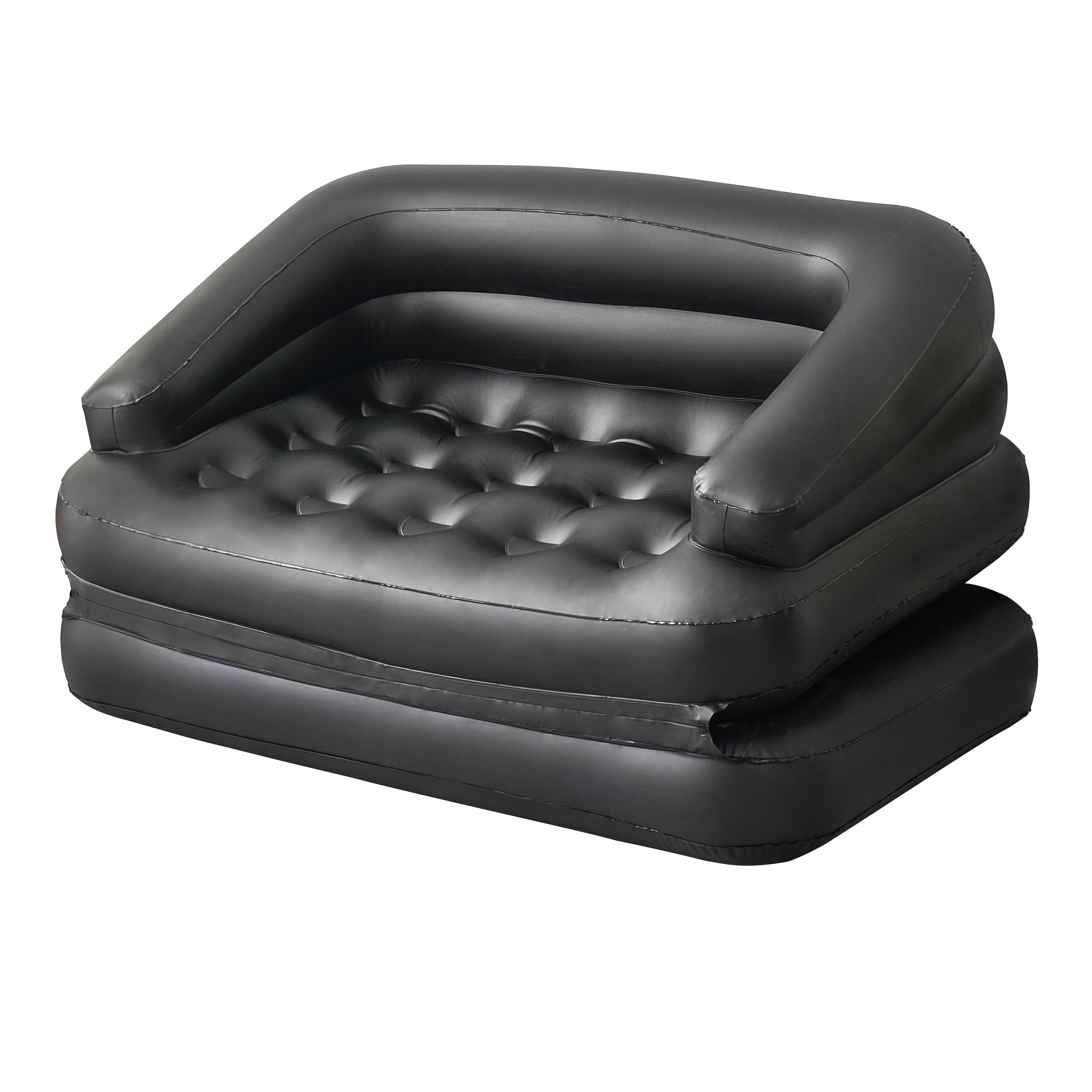 under Pleated June Avenli Inflatable Sofa Bed, Air Mattress, Lounge Chair Couch for Camping,  5-in-1, Full, Black - Walmart.com