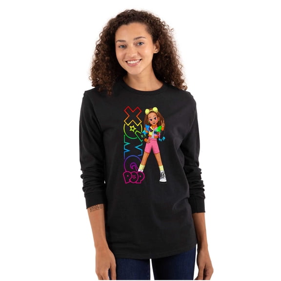 XOMG POP Neon Logo Dallas Cartoon Women Plus Size Long Sleeve Tee Brisco Brands 2X