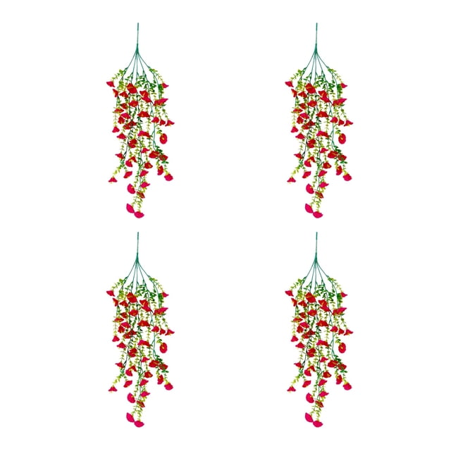 Flores Artificiales para la Decoración Simulada Campana Dorada Sauce Verde Planta Viña Artificial Falsa Flor Pared Colgante Flor Viña Colgante Plantas de Decoración Del Hogar Decoración de Boda