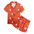 thumbnail image 5 of CAICJ98 Little Girl Halloween Pajamas Soft Button Down Short Sleeve Pjs Set Toddler Kids Pumpkin Ghost Print Sleepwear Girl Pajama (Red,6-7 Years), 5 of 5