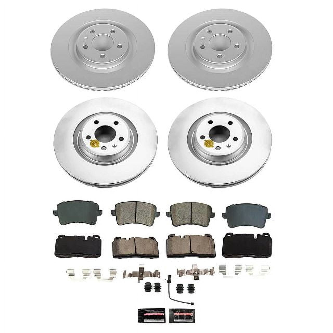 PowerStop Front and Rear Geomet Coated Brake Rotor and Pad Kit Fits: AUDI Select Models CRK9026